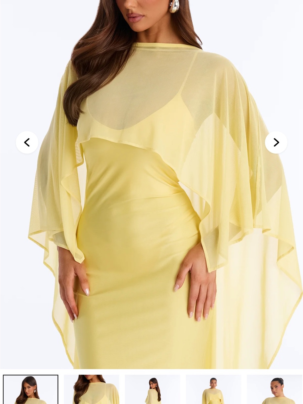 Fashion Nova Yellow Cape-Overlay Maxi Dress - Picture 2 of 4